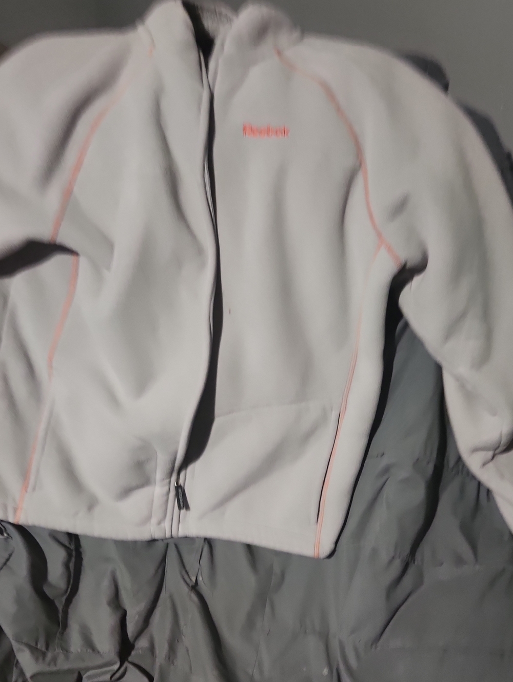 Reebok White Fleece Jacket with Coral Trim